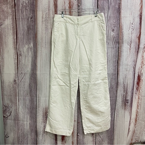 J. Crew Pants - White J Crew Linen Wide Leg Pants Women's Size 12 #5084